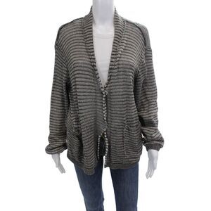 Transit Womens Cotton Open Front Cardigan Sweater Top Gray Size 4